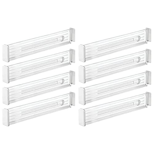 mDesign 8er-Set verstellbarer Schubladeneinsatz – praktischer Schubladen Organizer für Schrank und Kommode – flexibler Schubladenteiler aus Kunststoff – durchsichtig von mDesign