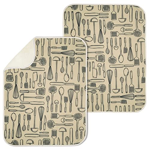 mDesign Abtropfmatte für Geschirr – schnelltrocknendes Mikrofasertuch mit 3 Lagen aus Polyester – extragroße Küchenmatte zum Abstellen von Geschirr oder Abtropfgestellen – 2er-Set – elfenbeinfarben mDesign Abtropfmatte für Geschirr – schnelltrocknendes Mikrofasertuch mit 3 Lagen aus Polyester – extragroße Küchenmatte zum Abstellen von Geschirr oder Abtropfgestellen – 2er-Set – elfenbeinfarben von mDesign