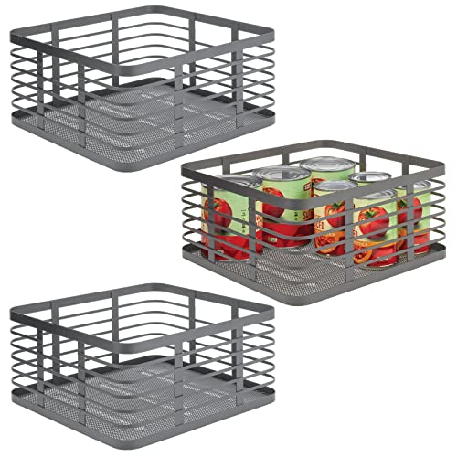 mDesign Allzweckkorb aus Metalldraht – praktischer Aufbewahrungskorb für Küche und Haushalt – kompakter und universeller Drahtkorb – 3er-Set – dunkelgrau von mDesign