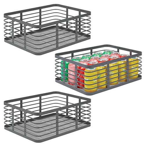 mDesign Allzweckkorb aus Metalldraht – praktischer Aufbewahrungskorb für Küche und Haushalt – kompakter und universeller Drahtkorb – 3er-Set – dunkelgrau von mDesign