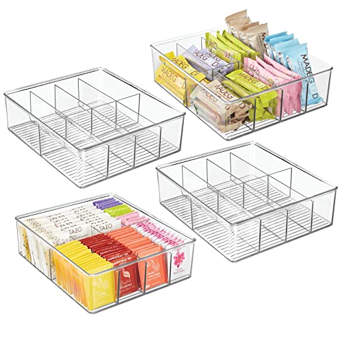 mDesign Aufbewahrungsbox – Kasten mit acht Fächern zur Lebensmittelaufbewahrung – moderner Küchen Organizer für Tütensuppen, Gewürze etc. – 4er-Set – durchsichtig von mDesign