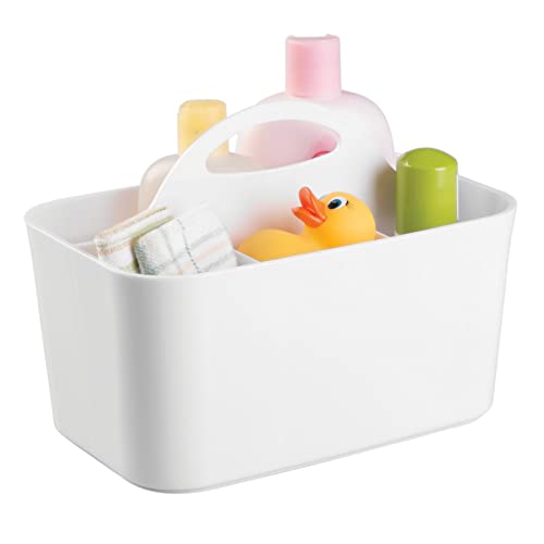 mDesign Aufbewahrungsbox Kinderzimmer - z.B. zur Babynahrung-Aufbewahrung - 4 Fächer - Ordnungssystem aus weißem Plastik für Babyzubehör & Co. - Griff zum Transportieren mDesign Aufbewahrungsbox Kinderzimmer - z.B. zur Babynahrung-Aufbewahrung - 4 Fächer - Ordnungssystem aus weißem Plastik für Babyzubehör & Co. - Griff zum Transportieren von mDesign