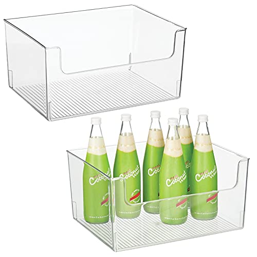 mDesign Aufbewahrungsbox für Lebensmittel – Küchen Ablage mit offener Vorderseite für Kühlschrank, Schrankfach oder Gefriertruhe – Kühlschrankbox aus Kunststoff – 2er-Set – durchsichtig von mDesign