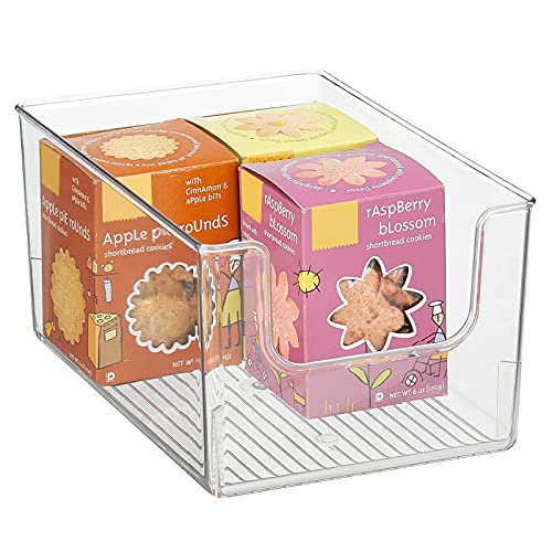 mDesign Aufbewahrungsbox für Lebensmittel – Küchen Ablage mit offener Vorderseite für Kühlschrank, Schrankfach oder Gefriertruhe – Kühlschrankbox aus Kunststoff – durchsichtig von mDesign