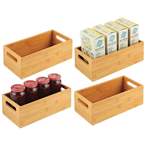 mDesign Aufbewahrungsbox für die Küche – praktische Holzbox mit integrierten Griffen – offene Ablage aus Holz zur Aufbewahrung von Küchenutensilien – 4er-Set – naturfarben von mDesign
