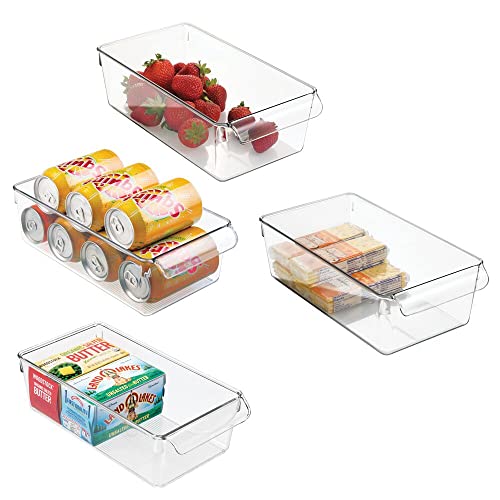 mDesign Aufbewahrungsbox groß mit Griff – ideal zur Küchen Ablage, im Küchenschrank oder als Kühlschrankbox – 4 Stück, durchsichtig von mDesign