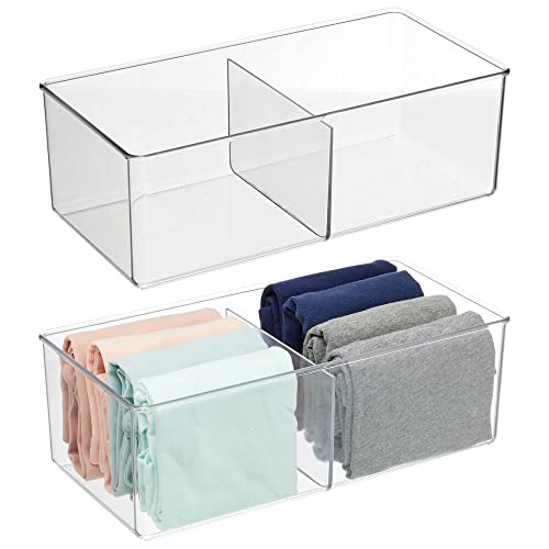 mDesign Aufbewahrungsbox mit 2 Fächern – praktische Schrankbox für das Schlafzimmer – idealer Organizer für Kleidung und Accessoires aus BPA-freiem Kunststoff – 2er-Set – durchsichtig mDesign Aufbewahrungsbox mit 2 Fächern – praktische Schrankbox für das Schlafzimmer – idealer Organizer für Kleidung und Accessoires aus BPA-freiem Kunststoff – 2er-Set – durchsichtig von mDesign