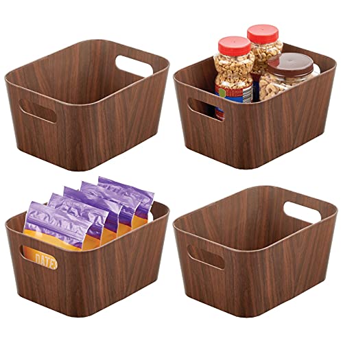 mDesign Aufbewahrungsbox mit Griffen – kleine Gemüse- und Obstkisten aus Karton für den Vorratsschrank – lebensmittelsicherer Kühlschrank Organizer – 4er-Set – dunkelbraun von mDesign