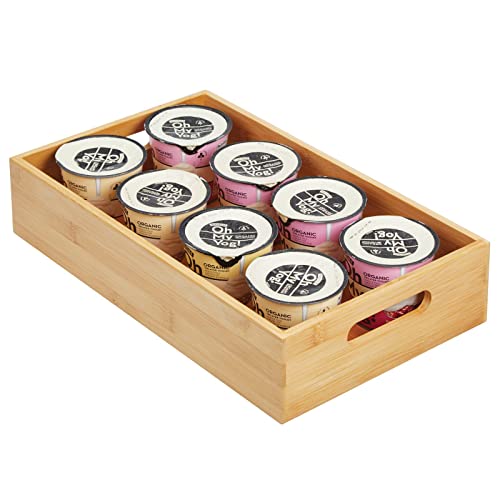 mDesign Aufbewahrungsbox mit Griffen – praktische Holzbox zur Lebensmittelaufbewahrung – für Gewürze, Nüsse oder Flaschen – offene Ablage aus Bambusholz für die Küche – bambusfarben von mDesign