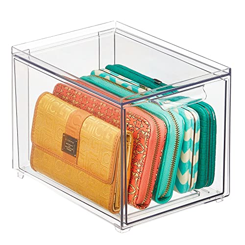 mDesign Aufbewahrungsbox mit Schublade – stabile Schubladenbox aus Kunststoff zur Schuhaufbewahrung – Stapelbox für Schuhe, Accessoires und mehr – durchsichtig von mDesign