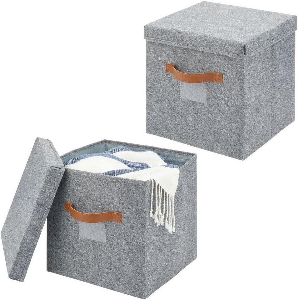 mDesign Aufbewahrungssystem 2er-Set Sortierbox mDesign große Aufbewahrungsbox mit Deckel grau/be mDesign Aufbewahrungssystem 2er-Set Sortierbox mDesign große Aufbewahrungsbox mit Deckel grau/be von mDesign