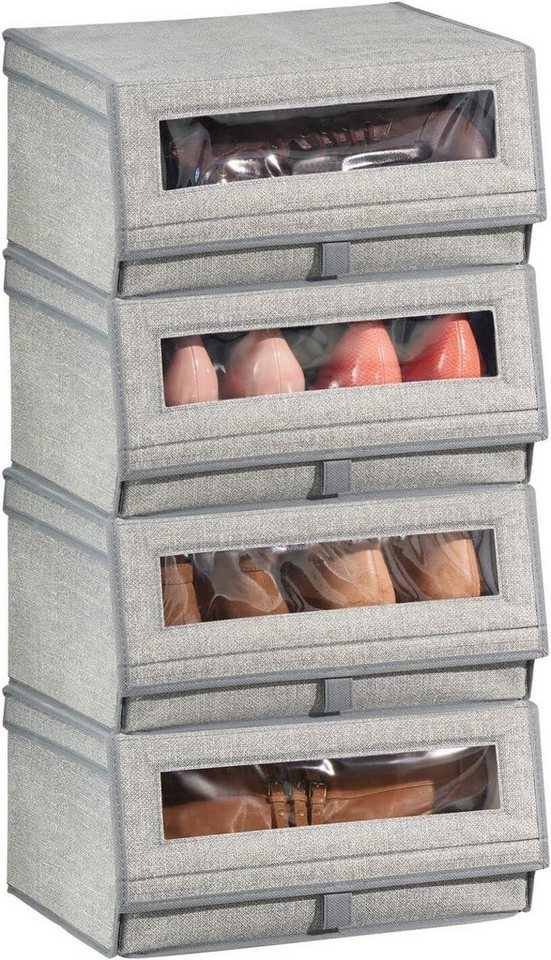 mDesign Aufbewahrungssystem 4er-Set Schuhaufbewahrung aus Stoff mDesign stapelbare Schuhbox grau mDesign Aufbewahrungssystem 4er-Set Schuhaufbewahrung aus Stoff mDesign stapelbare Schuhbox grau von mDesign