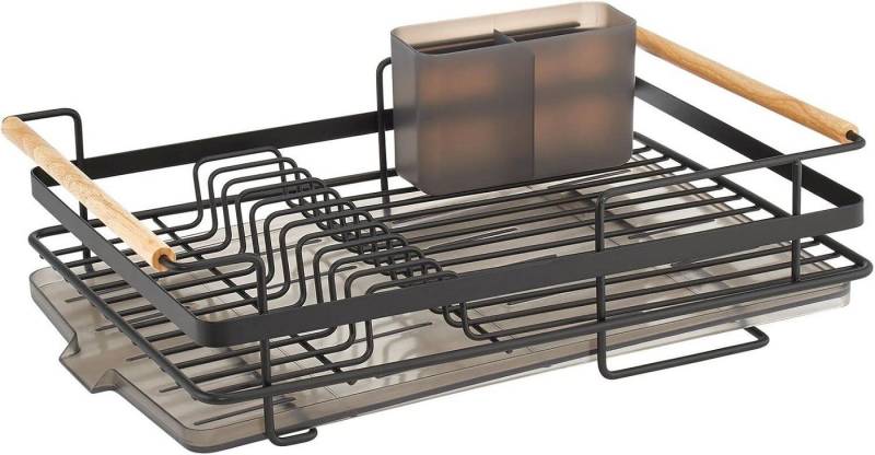 mDesign Aufbewahrungssystem Abtropfgestell Metall schwarz Geschirrabtropfer Abtropfgitter Holzgr von mDesign