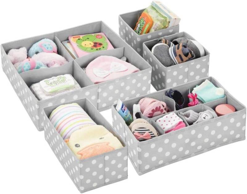 mDesign Aufbewahrungssystem Aufbewahrungsbox Punkte 5er Set mDesign Stoffbox mit mehreren Fächer von mDesign
