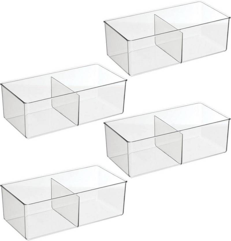 mDesign Aufbewahrungssystem Aufbewahrungsbox mit 2 Fächern 4er Set Schrankbox mDesign transparen von mDesign