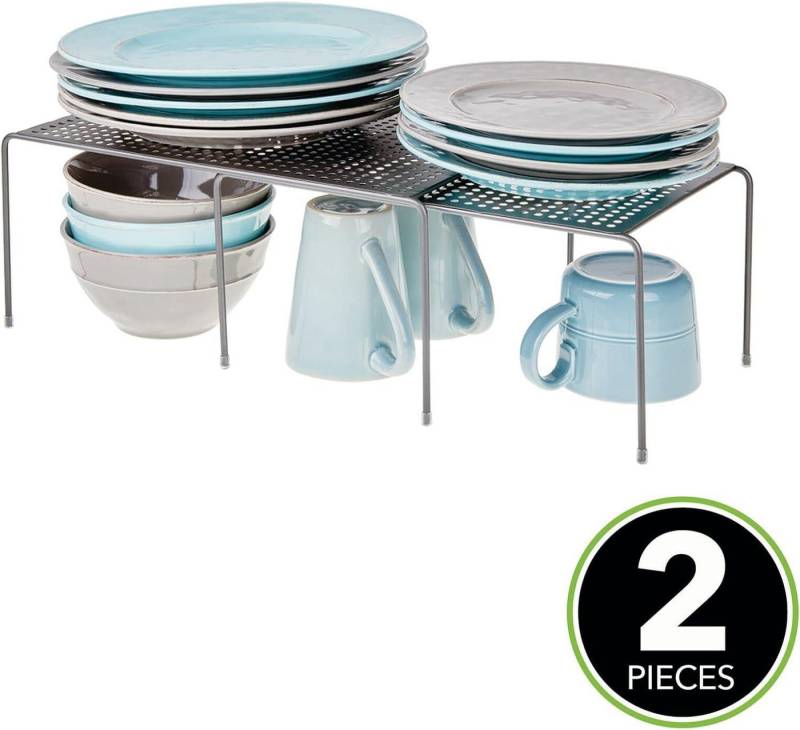 mDesign Aufbewahrungssystem Küchenregal Teleskop grau ausziehbar Geschirrregal Metall Schrankein mDesign Aufbewahrungssystem Küchenregal Teleskop grau ausziehbar Geschirrregal Metall Schrankein von mDesign