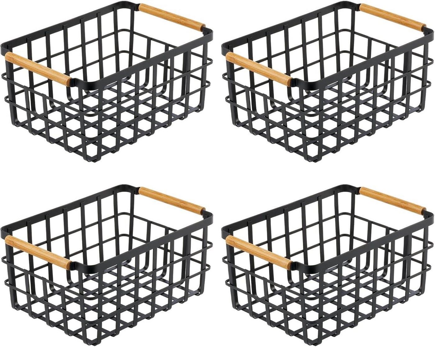 mDesign Aufbewahrungssystem mDesign Drahtkorb Aufbewahrung Organizer Bambusgriff 4er-Set Metall mDesign Aufbewahrungssystem mDesign Drahtkorb Aufbewahrung Organizer Bambusgriff 4er-Set Metall von mDesign