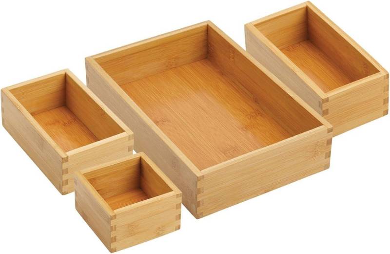 mDesign Aufbewahrungssystem mDesign Schubladen Organizer 4er Set Bambus Box Besteck Küchenutensi von mDesign