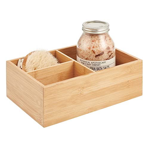 mDesign Badezimmer Organizer – praktische Aufbewahrungsbox mit 3 Fächern für Pflegeprodukte aller Art – elegante Box zur Kosmetikaufbewahrung – naturfarben von mDesign