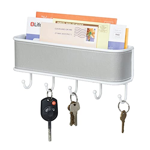 mDesign Briefablage und Schlüsselbrett-Organizer in grau-weiß, für Eingangsbereich oder Küche, wandmontiert von mDesign
