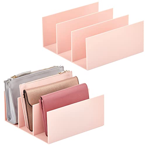 mDesign Clutch Organizer – praktische Handtaschen Aufbewahrung mit 5 Fächern für Clutches, Geldbörsen, Kartenetuis etc. – Portemonnaie Ablage aus Kunststoff – 2er-Set – hellrosa von mDesign