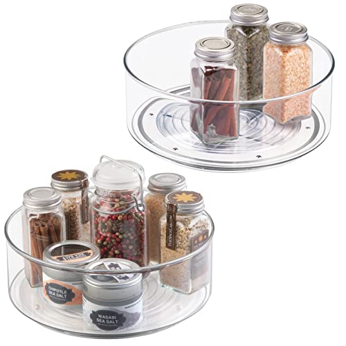 mDesign Drehteller mit 29,2 Durchmesser für das Küchenregal – praktisches Gewürzregal für Küchenschrank – drehbarer Küchen Organizer aus Kunststoff – 2er-Set – transparent von mDesign