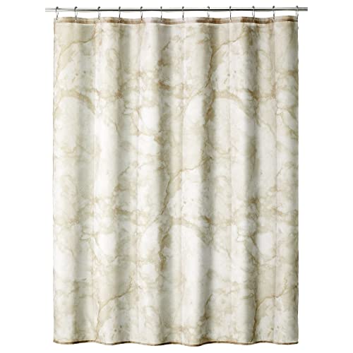 mDesign Duschvorhang aus Stoff, 182,9 x 182,9 cm, maschinenwaschbar, hochwertige verstärkte Knopflöcher für Badezimmer, Gästebad, Stände, Badewannen, Carrara-Marmor-Design, Beige von mDesign