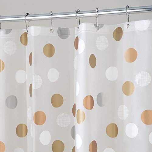 mDesign Duschvorhang Anti-Schimmel - PVC-frei - Gepunkteter Dusch- & Badewannenvorhang - Duschvorhang wasserabweisend - 12 verstärkte Metallösen für einfache Aufhängung von mDesign