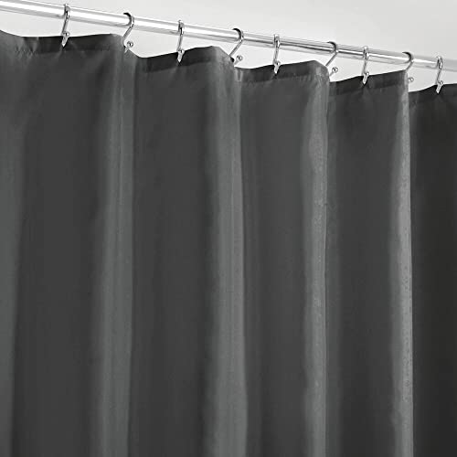 mDesign Duschvorhang Anti-Schimmel – wasserabweisender Vorhang für Dusche und Badewanne – moderner Badewannenvorhang mit zwölf verstärkten Löchern und Gewichten im Saum – graphitgrau von mDesign