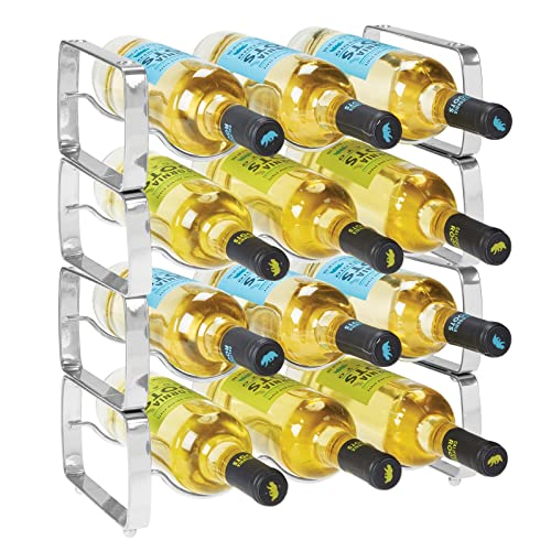 mDesign Flaschenregal (2 Stück) – stapelbarer Flaschenhalter aus Metall für bis zu 3 Flaschen – Praktischer Flaschenhalter für Weinflaschen oder andere Getränke – Dunkelgrau von mDesign