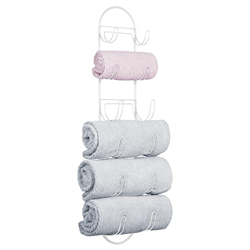 mDesign Handtuchhalter zur Wandmontage – Handtuchablage aus Metall – schickes Badzubehör – auch für das Gäste-WC geeignet – weiß von mDesign