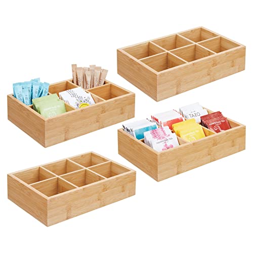 mDesign Holzbox für Teebeutel, Gewürze, Zucker usw. – kompakte Aufbewahrungsbox für die Küche – Teebox mit 6 Fächern aus Holz – 4er-Set – naturfarben mDesign Holzbox für Teebeutel, Gewürze, Zucker usw. – kompakte Aufbewahrungsbox für die Küche – Teebox mit 6 Fächern aus Holz – 4er-Set – naturfarben von mDesign