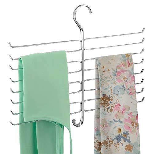 mDesign Gestufter Schal- und Schal-Organizer mit Haken – Kleiderschrank Organizer – für Schals und Tücher oder Hosen in Ihrem Kleiderschrank – Ideal als Schalhalter und Schal-Organizer – 16 Stangen – von mDesign