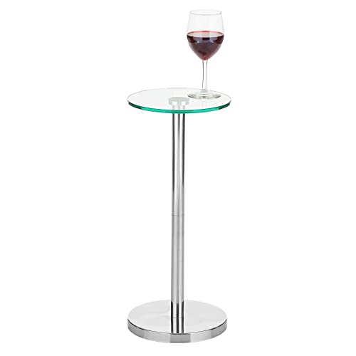 mDesign Kleiner Beistelltisch aus Metall und Glas – stilvoller Glastisch fürs Wohnzimmer – Minimalistischer Couchtisch mit modischem Design – klar/Chrom von mDesign