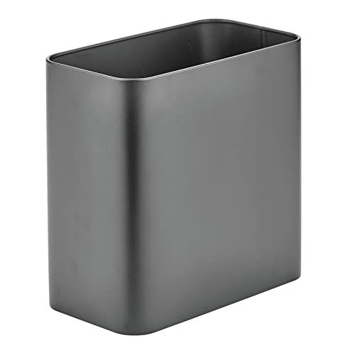 mDesign Kleiner Metall-Abfalleimer für Badezimmer, Mini-Mülleimer für Haupt- oder Gästebad, Schlafzimmer, Garage, Waschküche oder Spielzimmer, 9 l, Dunkelgrau von mDesign