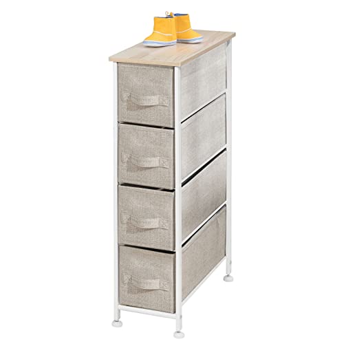 mDesign Kommode aus Stoff – praktischer Schrank Organizer mit 4 Schubladen – schmales Aufbewahrungssystem für Schlafzimmer, Schlafsaal und Waschküche – beige von mDesign