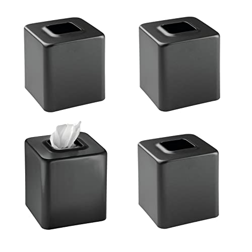 mDesign Kosmetiktücherbox – Taschentuchbox aus Metall für das Badezimmer – Taschentuchspender auch für Kommode oder Schreibtisch geeignet – 4er-Set – schwarz von mDesign