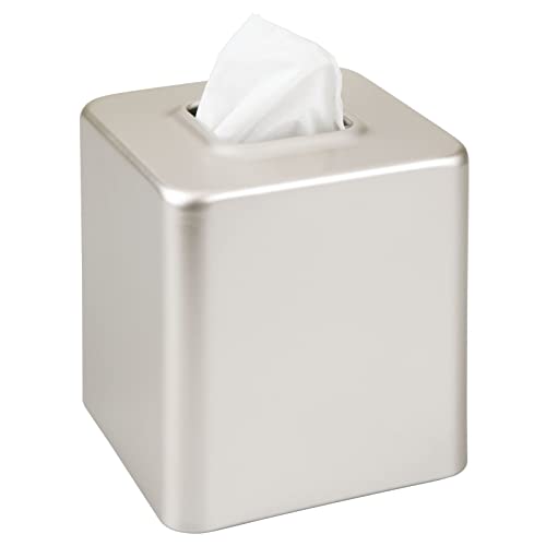 mDesign Kosmetiktücherbox – praktische Taschentuchbox aus Metall für das Badezimmer oder Büro – moderner Taschentuchspender als edle Verkleidung von einfachen Tissue Boxen – mattsilberfarben von mDesign