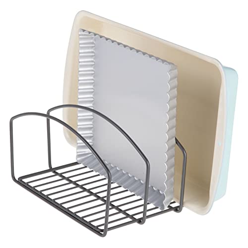 mDesign Küchen Organizer – Geschirrablage mit drei Fächern für mehr Ordnung in der Küche – Geschirrhalter aus Metall für Schneidebretter, Backformen etc. – graphitfarben von mDesign