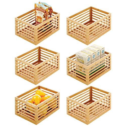 mDesign Küchen Organizer aus Bambus – umweltfreundliche Aufbewahrungsbox für den Küchenschrank, das Regal oder die Arbeitstheke – vielseitige Lebensmittelaufbewahrung – 6er-Set – naturfarben von mDesign