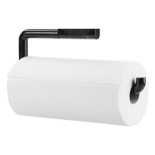mDesign Küchenrollenhalter Wand - Halter für Papierrollen in Küche oder Bad - an der Wand zu befestigen - Farbe: Schwarz - Material: Plastik von mDesign