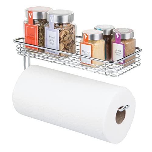 mDesign Küchenrollenhalter Wand - Halter für Papierrollen in Küche oder Bad - an der Wand zu befestigender, moderner Papierrollenhalter - Farbe: Chrom von mDesign