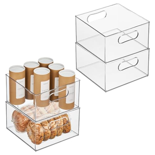 mDesign Kühlschrank Organizer – Kunststoffkiste für Obst, Konserven, Medikamente und vieles mehr – große Aufbewahrungsbox aus robustem Kunststoff für Küche und Speisekammer – 4er-Set – durchsichtig von mDesign