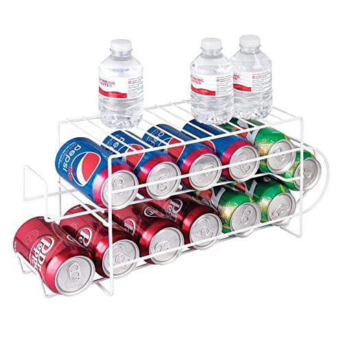 mDesign Kühlschrankbox für Lebensmittel - moderner Küchen Organizer für Getränkedosen und Konserven - stabiler Aufbewahrungsbehälter aus Metall für Kühlschrank - weiß von mDesign