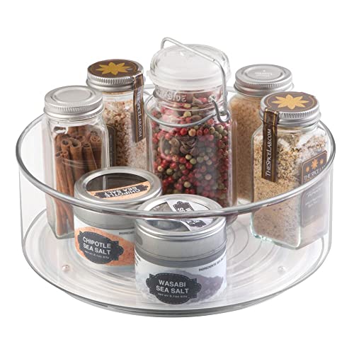 mDesign Lazy Susan Gewürzregal für Küchenschrank und Küchentisch – praktisches Küchenregal für Küchenutensilien – drehbarer Gewürzhalter aus Kunststoff – durchsichtig von mDesign