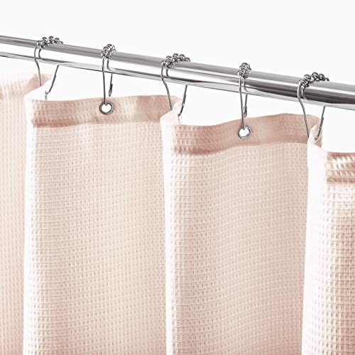 mDesign Luxus Duschvorhang – weicher Badewannenvorhang mit Waffelmuster – pflegeleichter Duschvorhang – rosafarben von mDesign