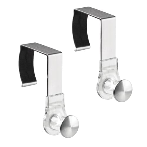 mDesign Moderne Bürohaken aus Metall und Kunststoff – Wandpaneel-Aufhänger zum Aufhängen von Accessoires, Mänteln, Hüten, Geldbörsen, Taschen, Schlüsselanhängern – 2 Stück – transparent/gebürstet von mDesign