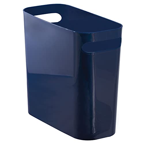 mDesign Mülleimer mit Griffen - ideal als Abfalleimer oder als einfacher Papierkorb - robuster Kunststoff - für Küche, Bad und Büro - modernes Design und 5,6 l Volumen - Marineblau von mDesign