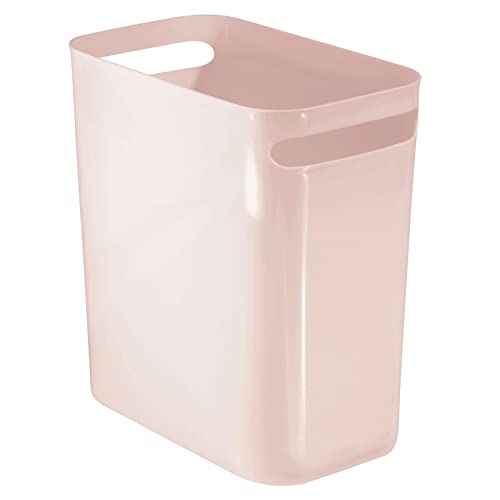 mDesign Mülleimer mit Griffen – moderner Abfalleimer aus Kunststoff – rechteckiger Papierkorb für Küche, Bad und Büro – rosa von mDesign