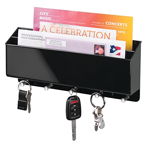 mDesign Schlüsselbrett mit Ablage - vielseitiges Schlüsselboard aus robustem Hartplastik mit Briefablage für Post oder Handys von mDesign